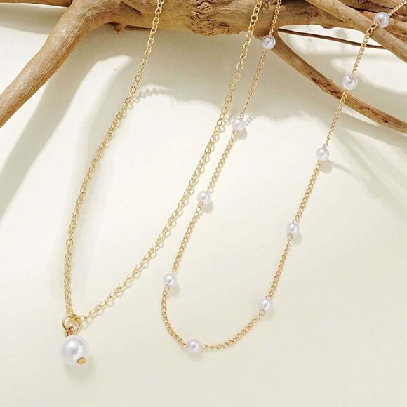 🆕 Women Gold Pearl Choker Necklace Trendy Chain Layered Birthday Jewelry Gifts - Picture 5 of 6